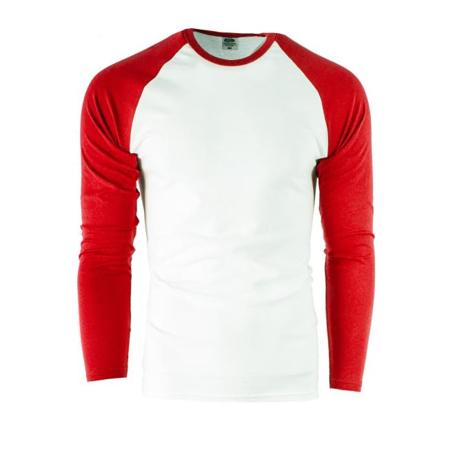 Bielo-červené pánske tričko s dlhým rukávom