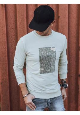 Pánska béžová mikina s potlačou