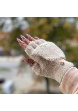 Dámske krémové rukavice bez prstov