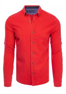 Pánska košeľa s dlhým rukávom v červenej farbe