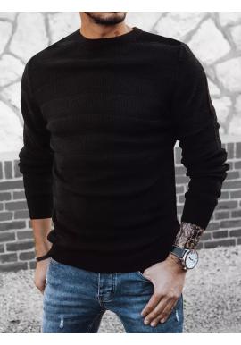 Pánsky čierny sveter s pruhmi