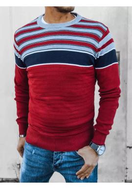 Pásikavý pánsky sveter v červenej farbe