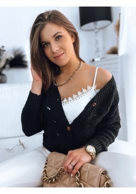 Zapínaný dámsky sveter v čiernej farbe