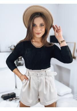 Čierny dámsky sveter s ozdobným výpletom