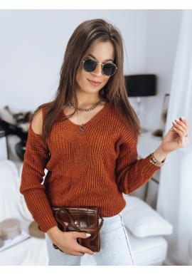 Hnedý dámsky sveter s vykrojenými ramenami