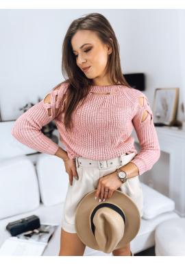 Dámsky ružový sveter s výrezmi