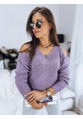 Dámsky fialový sveter s vykrojenými ramenami