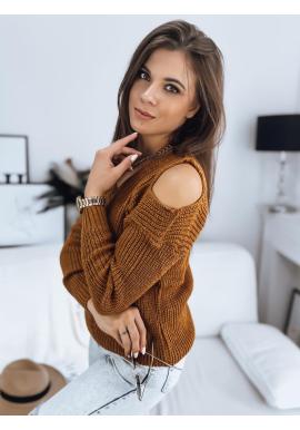 Dámsky horčicový sveter s vykrojenými ramenami