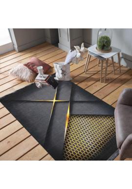 Čierny koberec so zlatým vzorom včelieho plástu