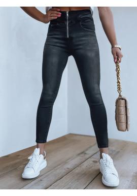 Čierne dámske džínsy s vysokým pásom