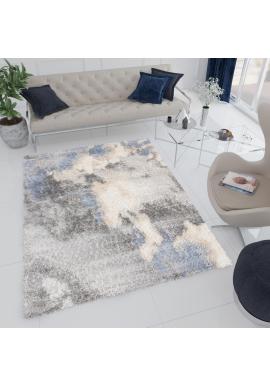Sivý shaggy koberec s mramorovým vzorom