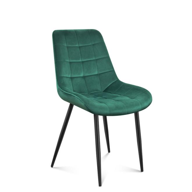 Velúrová stolička s prešívaním v zelenej farbe