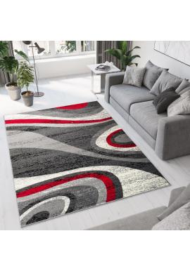 Moderný sivo-červený koberec