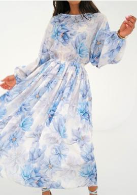 Midi šaty MOSQUITO s modrými kvetmi v akcii