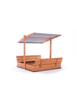 Drevené pieskovisko so sivou strieškou - 140x140 cm