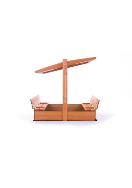 Drevené pieskovisko so sivou strieškou - 120x120 cm