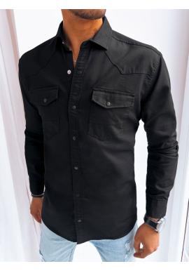 Čierna džínsová košeľa s dlhým rukávom
