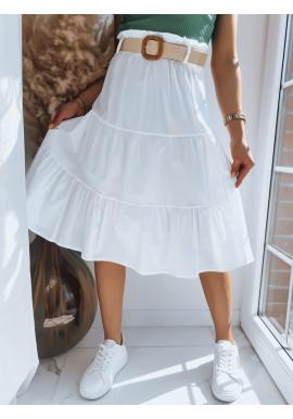 Biela dámska midi sukňa s pleteným opaskom
