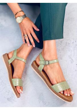 Zelené sandále s motívom hadej kože