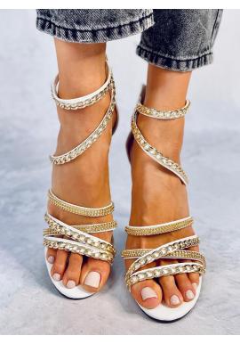 Elegantné biele sandále na štíhlom podpätku