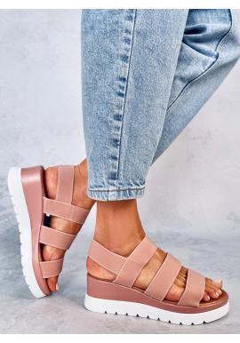 Ružové ľahké sandále s klinovým opätkom