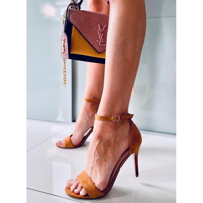 Dámske hnedé sandále na štíhlom podpätku