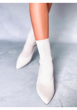 Ponožkové čižmy na podpätku v béžovej farbe