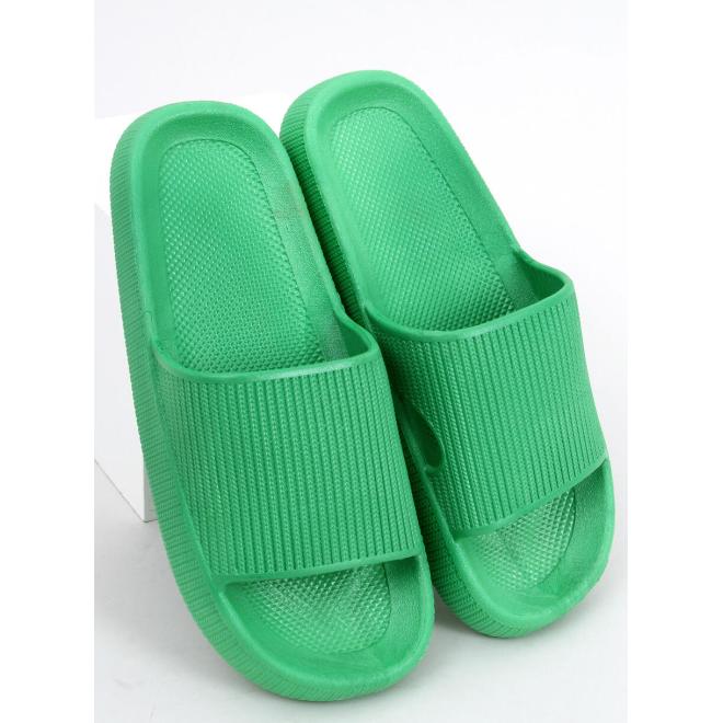 Dámske gumené šľapky so širokým pásom v zelenej farbe