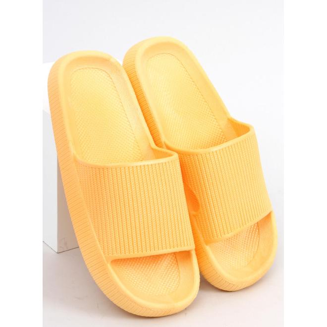Žlté gumené šľapky so širokým pásom pre dámy