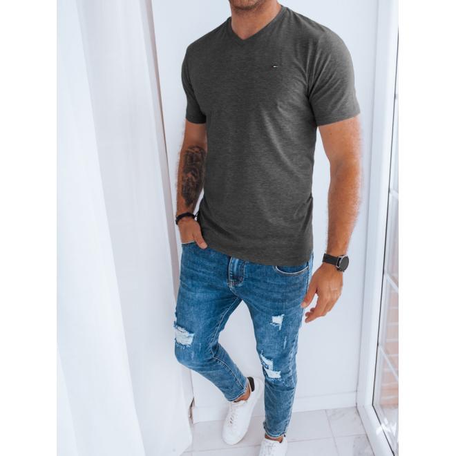 Tmavosivé pánske tričko s véčkovým výstrihom