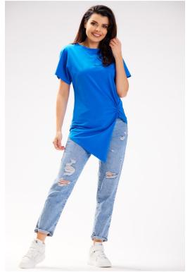 Modré asymetrické tričko s krátkym rukávom