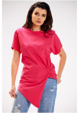 Dámske asymetrické tričko ružovej farby