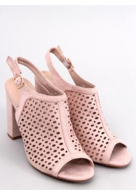 Ažúrové sandále na podpätku v ružovej farbe