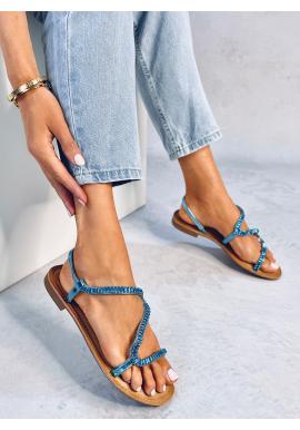 Modré asymetrické sandále s kryštálmi