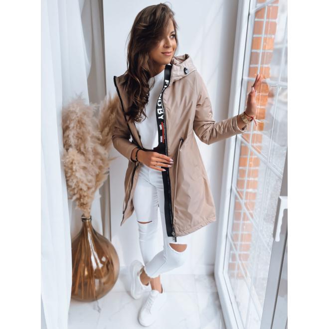 Dlhšia dámska bunda khaki farby