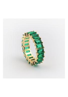 Pozlátený prsteň so zelenými kamienkami
