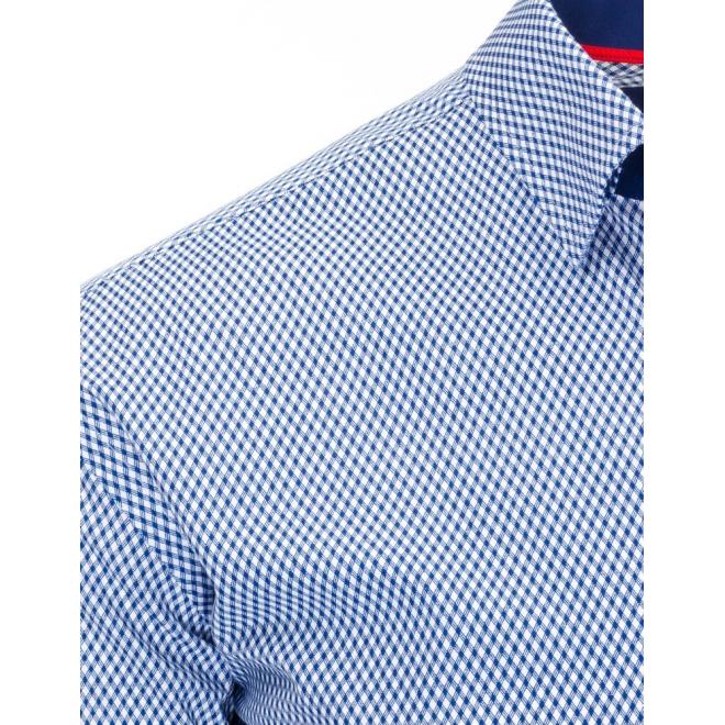 Modro-biela vzorovaná košeľa s krátkym rukávom pre pánov