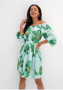 Mätové šaty MOSQUITO so zelenými kvetmi v zľave