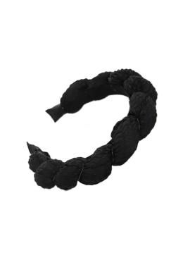 Pletená dámska čelenka čiernej farby v zľave