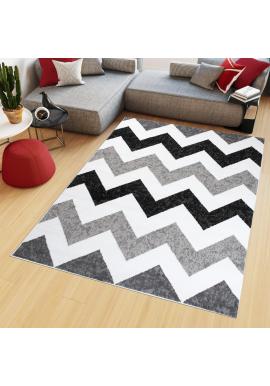 Sivý koberec s jednoduchým vzorom vo výpredaji