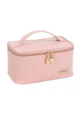 Ružový kozmetický kufrík s prešívaním