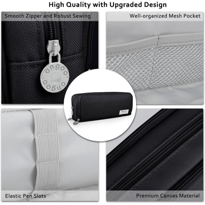 Veľký čierny peračník s tromi priehradkami