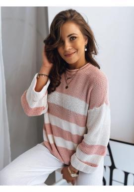 Ružovo-biely pásikavý sveter