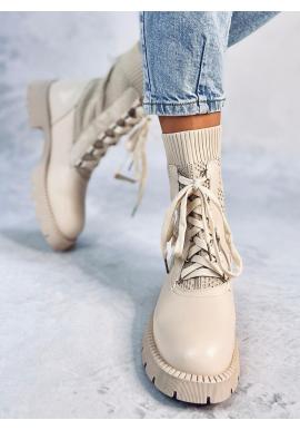 Béžové dámske topánky so svetrovým zvrškom