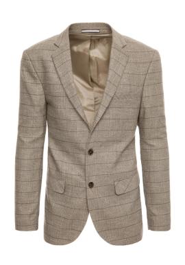 Kockované pánske sako v béžovej farbe vo výpredaji
