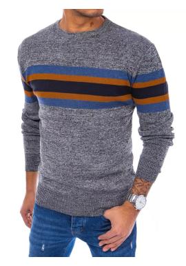 Sivý pánsky sveter s pásikmi vo výpredaji