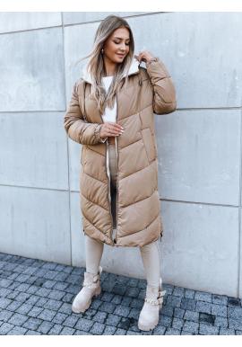 Dámska dlhá zimná bunda v béžovej farbe