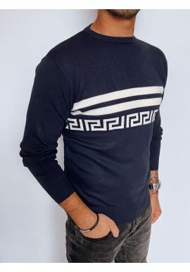 Tmavomodrý pánsky sveter so vzorom