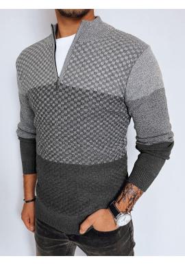 Pánsky sivý sveter so zapínaným výstrihom