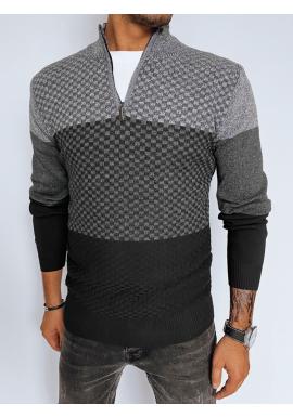 Sivo-čierny pánsky sveter so zapínaným výstrihom